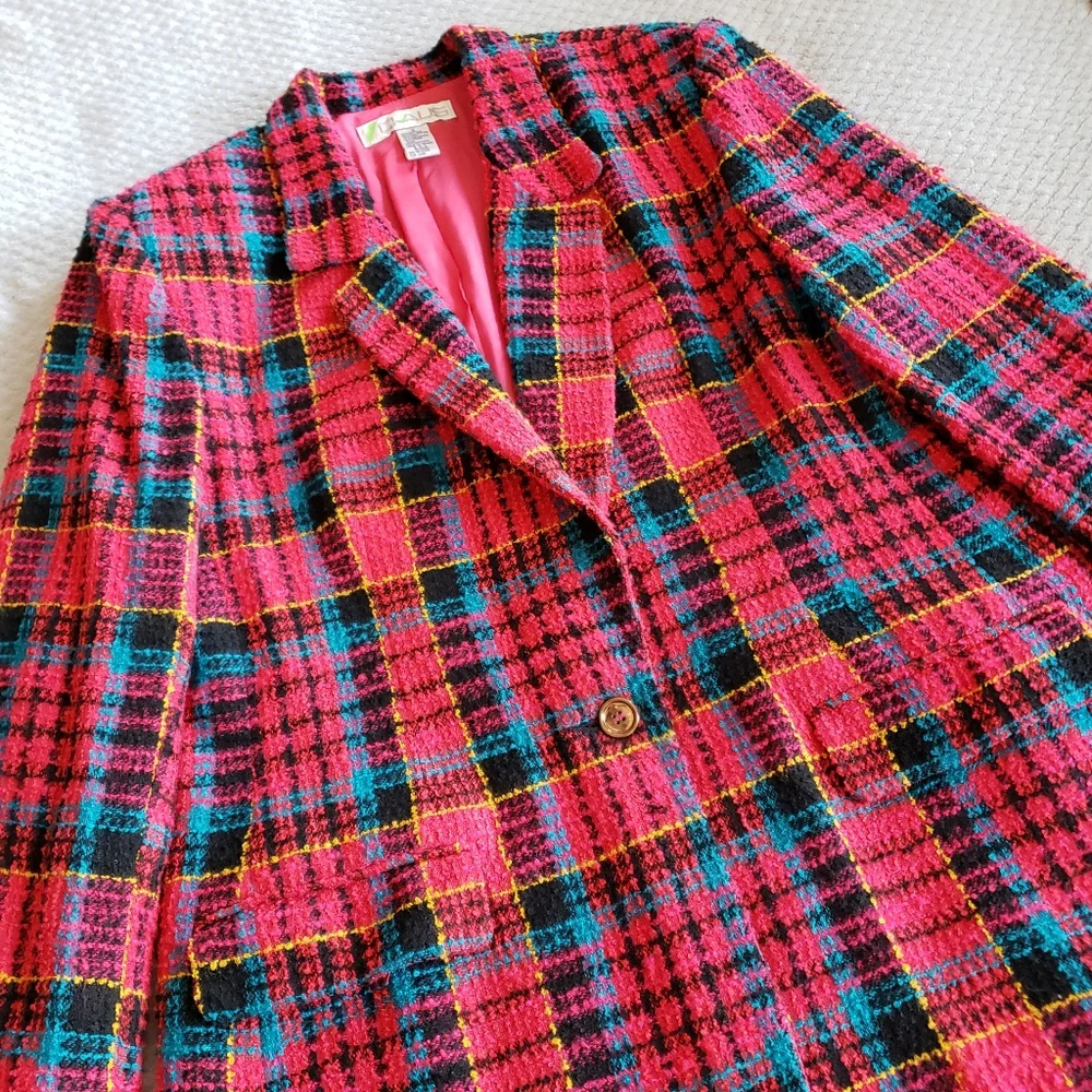 Vintage CHAUS Long Magenta Tweed Blazer - Picture 16 of 16